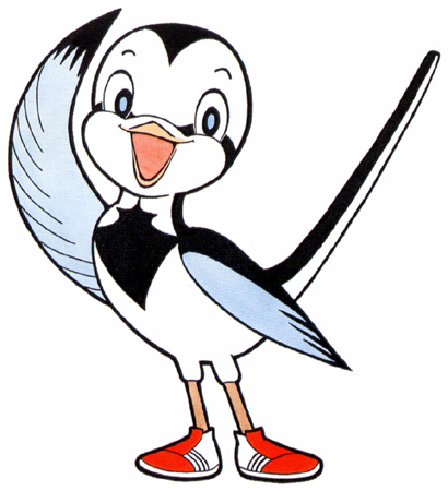 岡崎市の鳥ハクセキレイと岡崎 葵博 87のキャラクター ピー子 岡崎の建築設計事務所 三河愛知 Kano空感設計 エコ注文住宅 豊田安城
